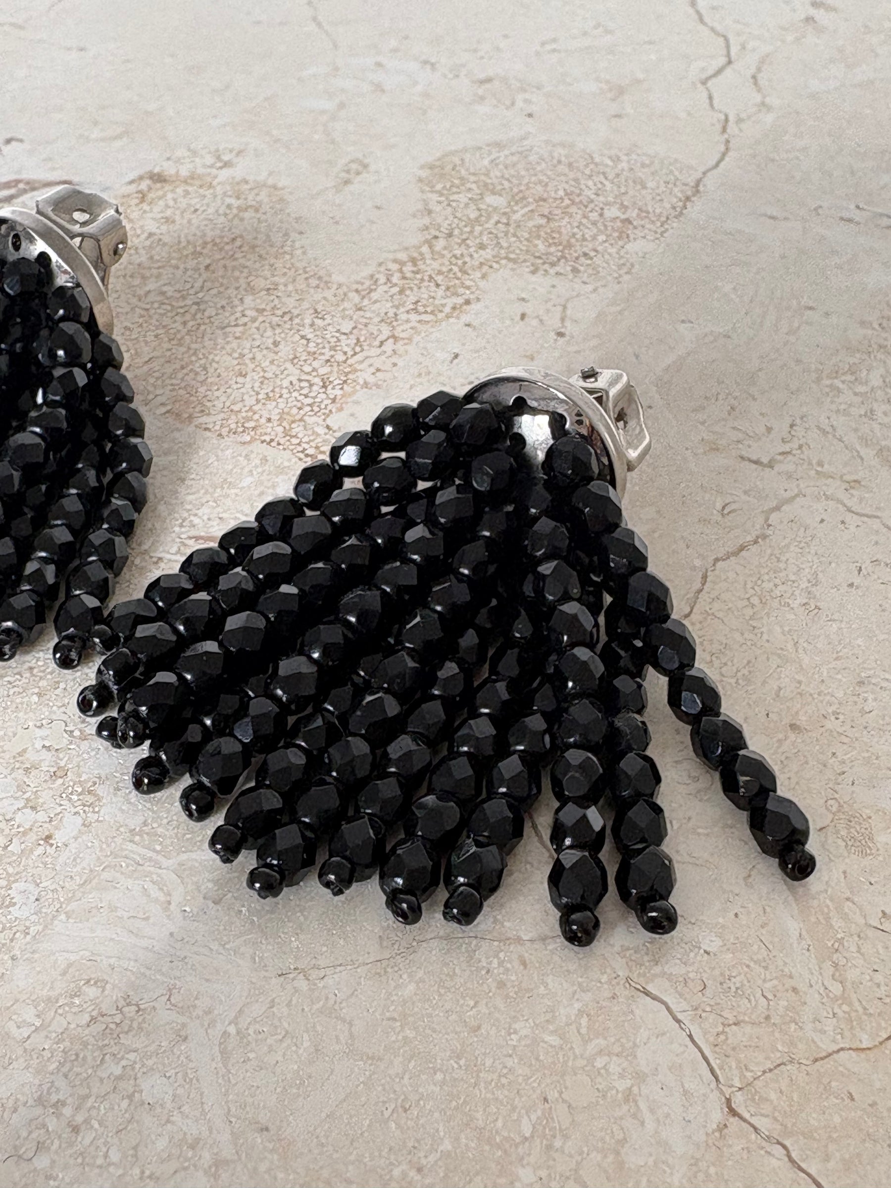 Alaïa Beaded Clip On Earrings Black