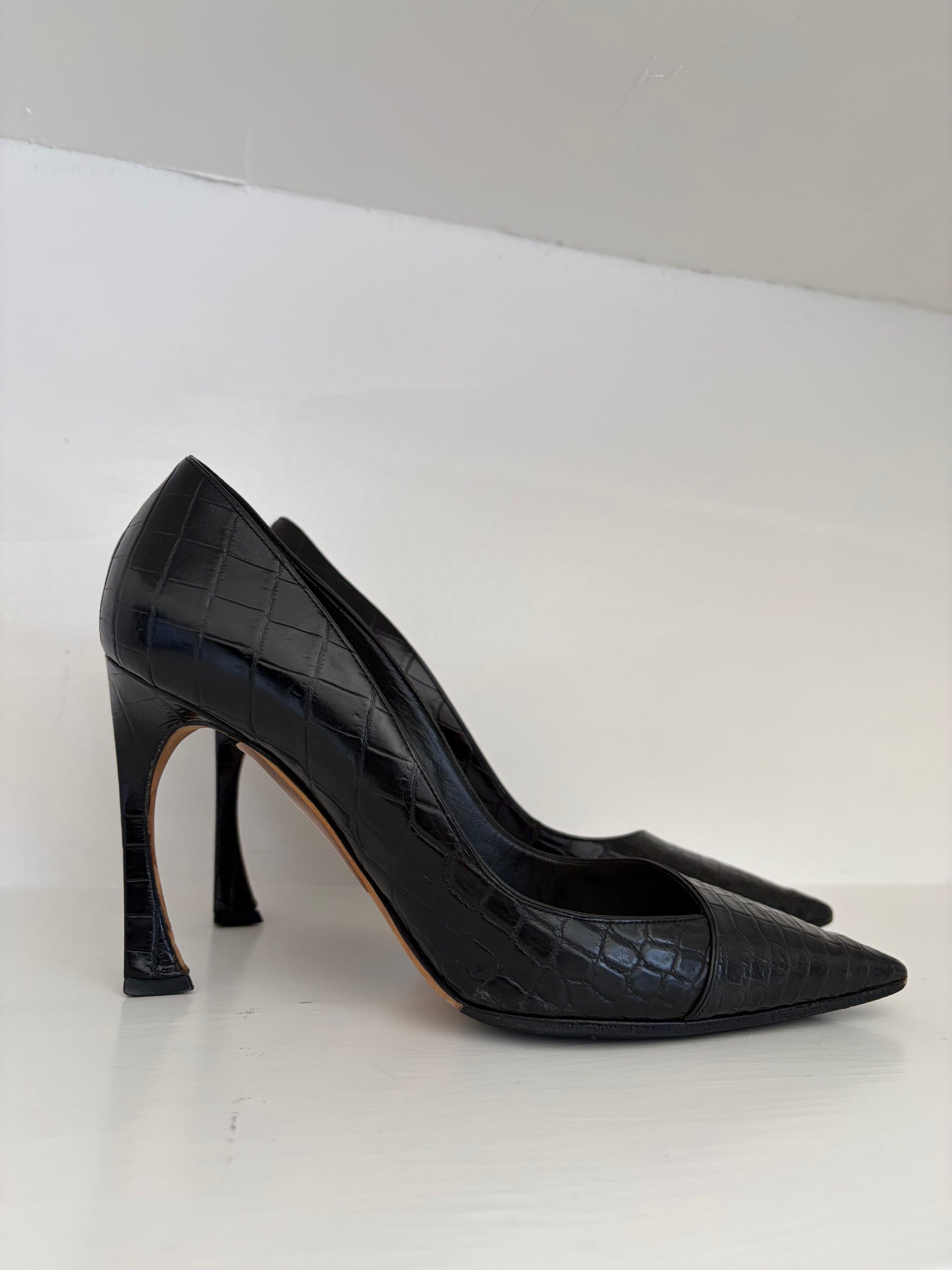 Dior Croc Effect Leather Pumps, 39