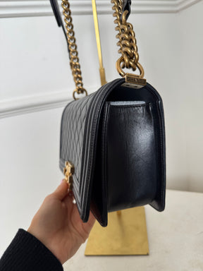 Chanel Navy Lambskin 'Old Medium' Boy Bag