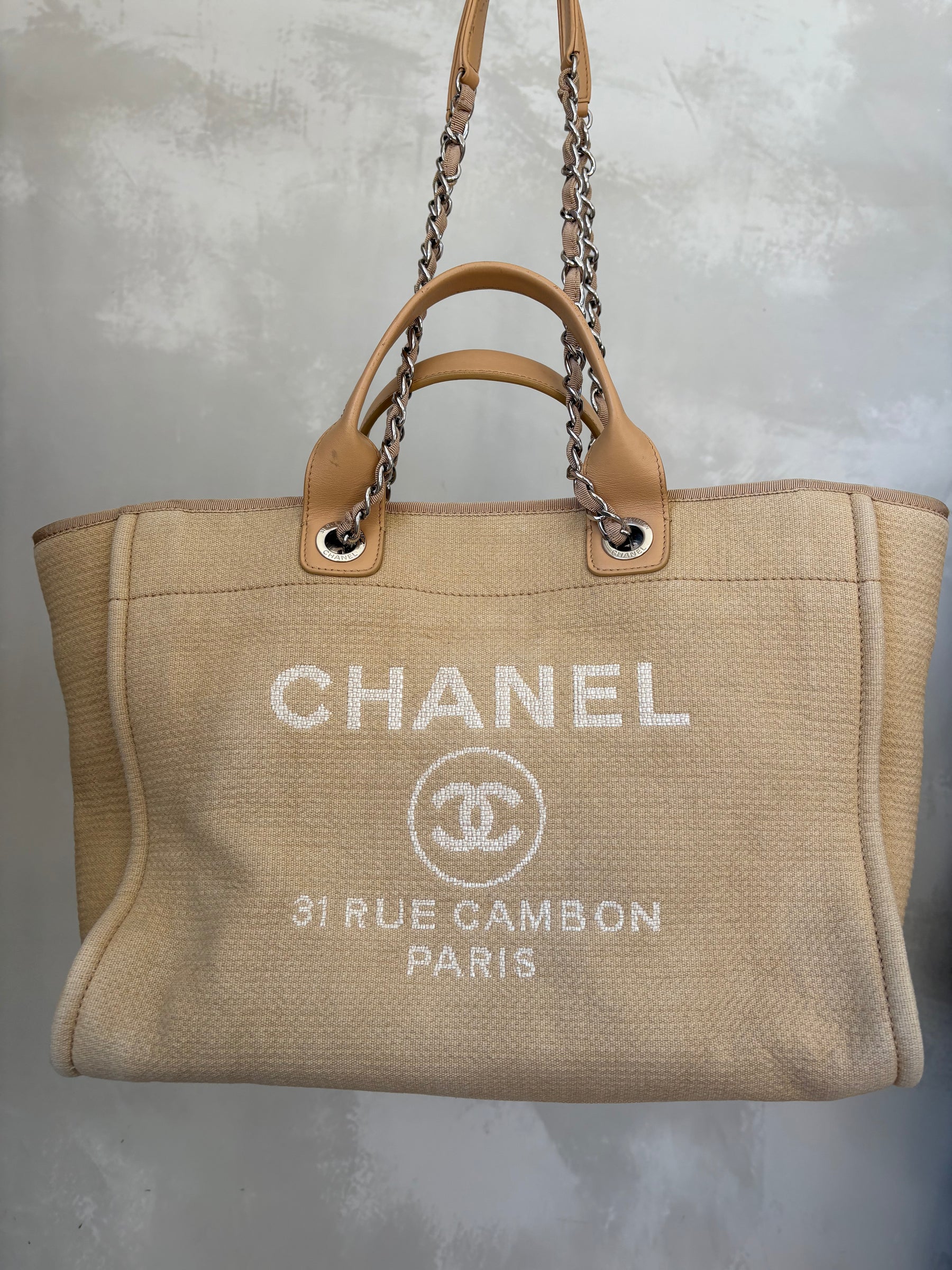 Chanel Beige Canvas Deauville Tote