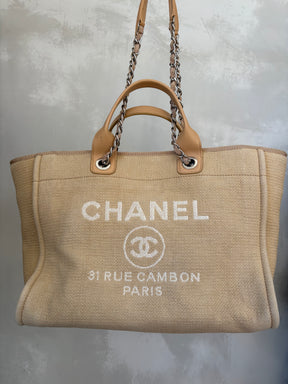 Chanel Beige Canvas Deauville Tote