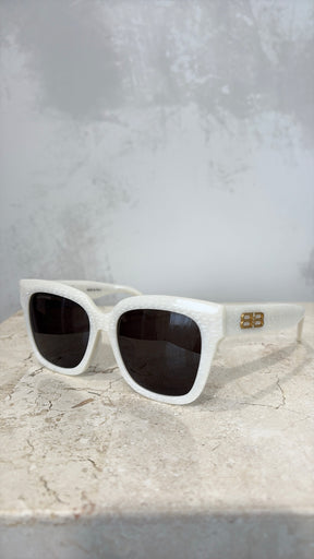 Balenciaga White Oversized Square Sunglasses