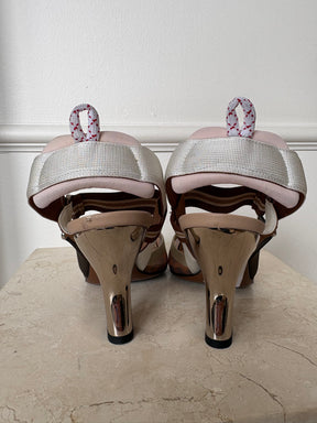 Fendi Brown FF Mesh Colibri Slingback Heels, 38