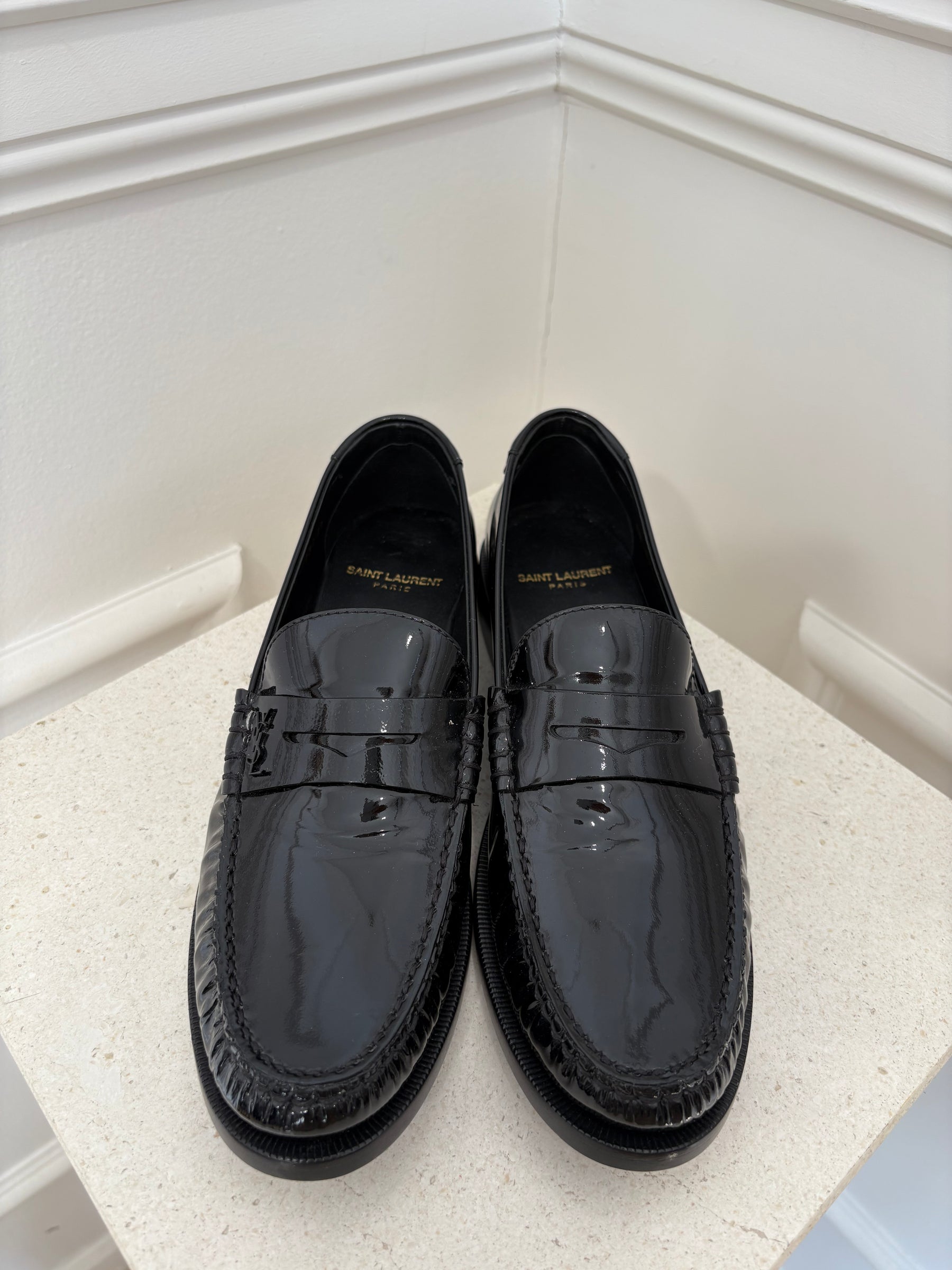 Saint Laurent Black Patent Le Loafer, 39