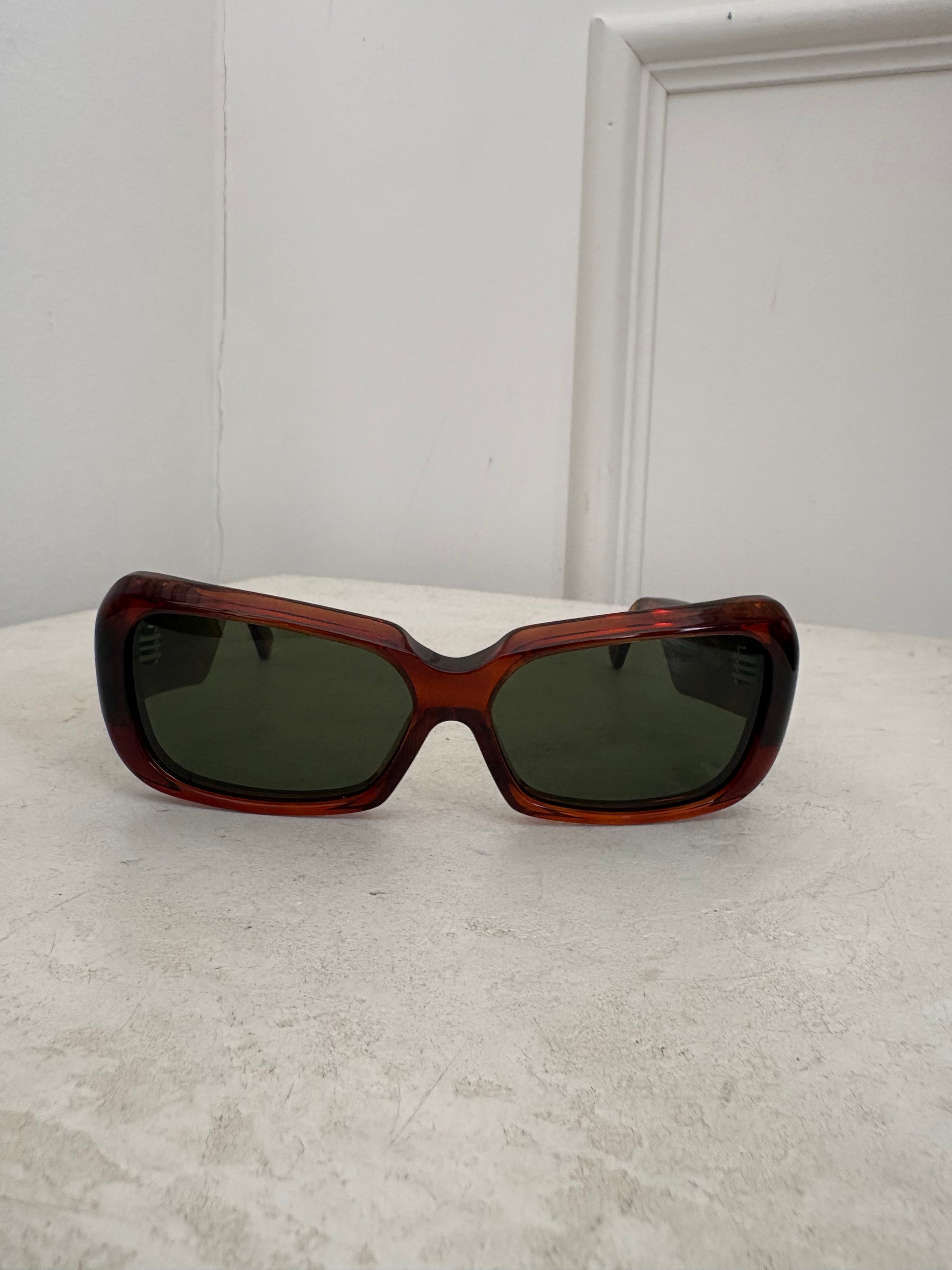 Phoebe Philo Score Rectangular Sunglasses Brown Tortoishell
