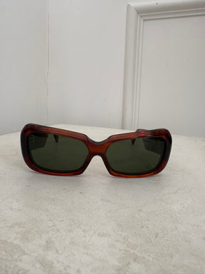 Phoebe Philo Score Rectangular Sunglasses Brown Tortoishell