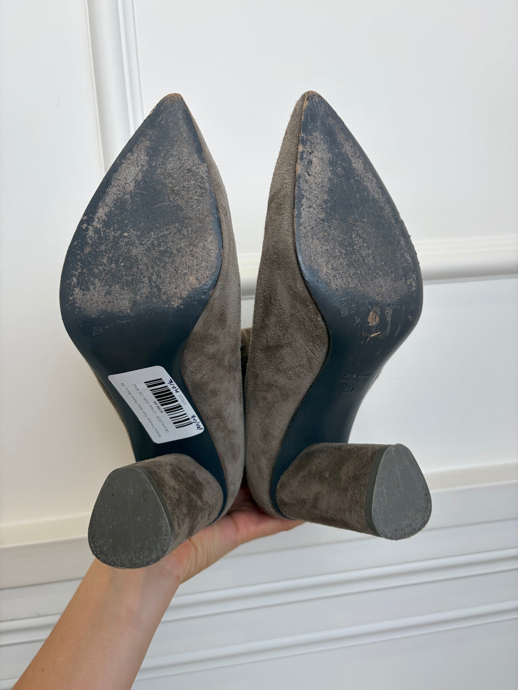 Scanlan Theodore Taupe Suede Pointed Boots, 39