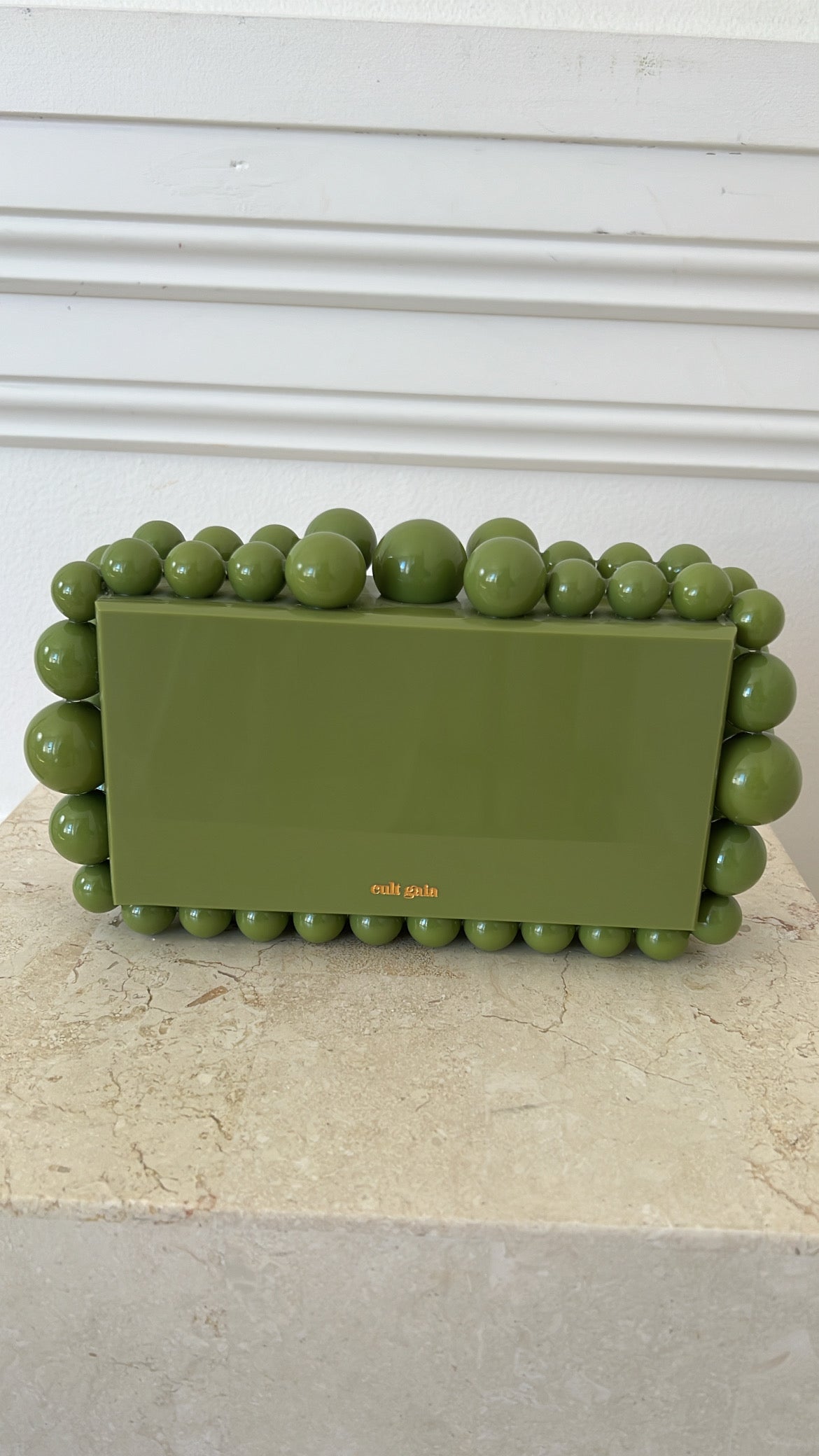 Cult Gaia Apple Green Beaded Eos Clutch