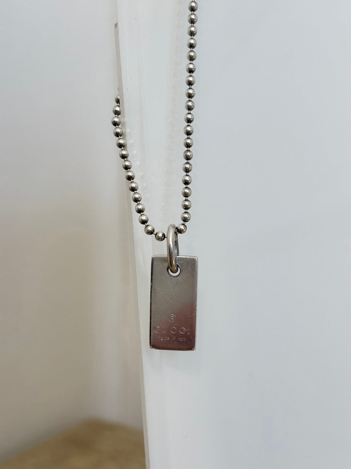 Gucci Silver Dog Tag Bracelet
