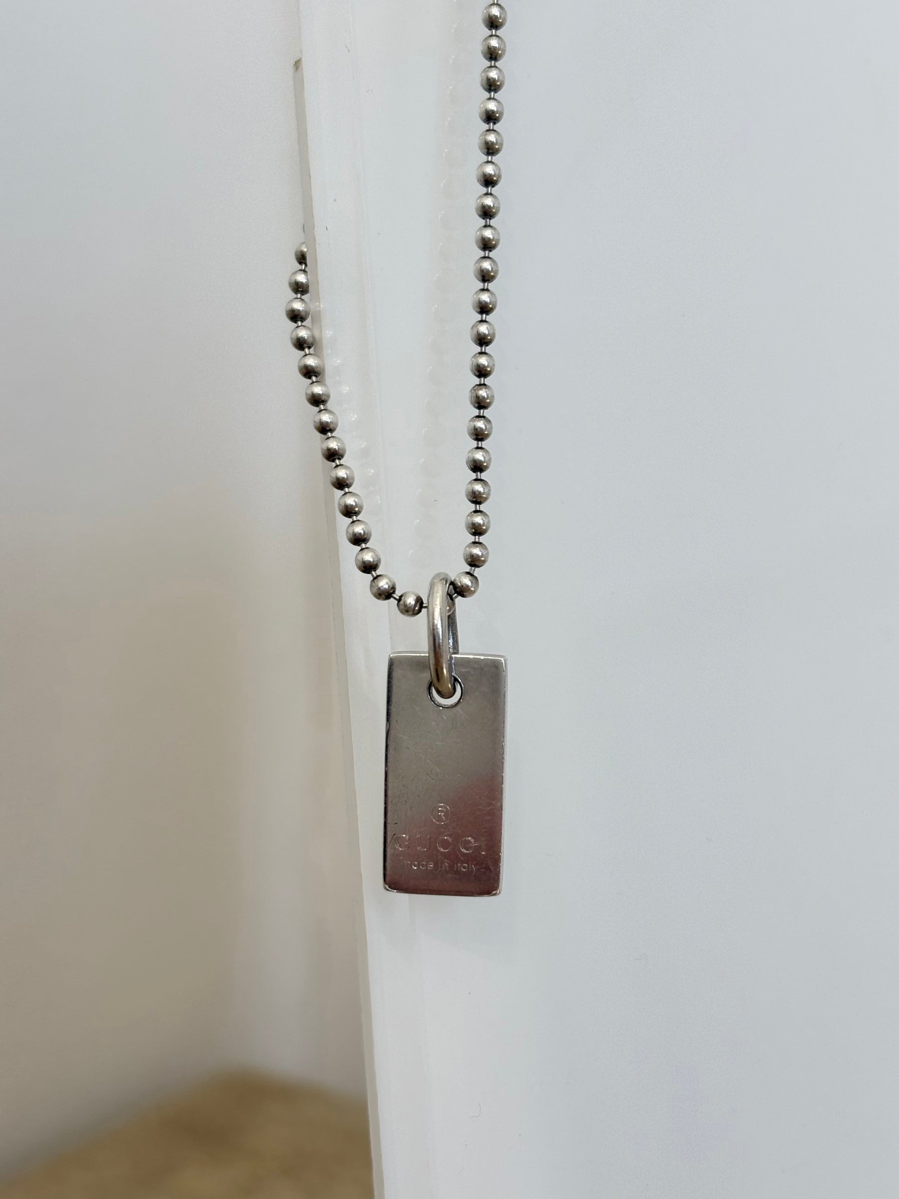 Gucci Silver Dog Tag Bracelet