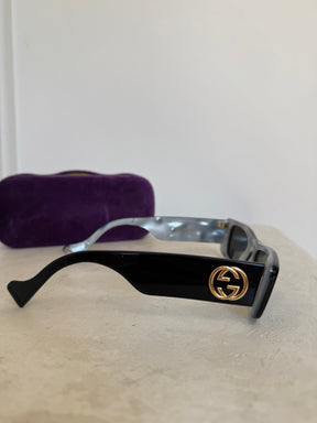Gucci Black Rectangular Logo Sunglasses