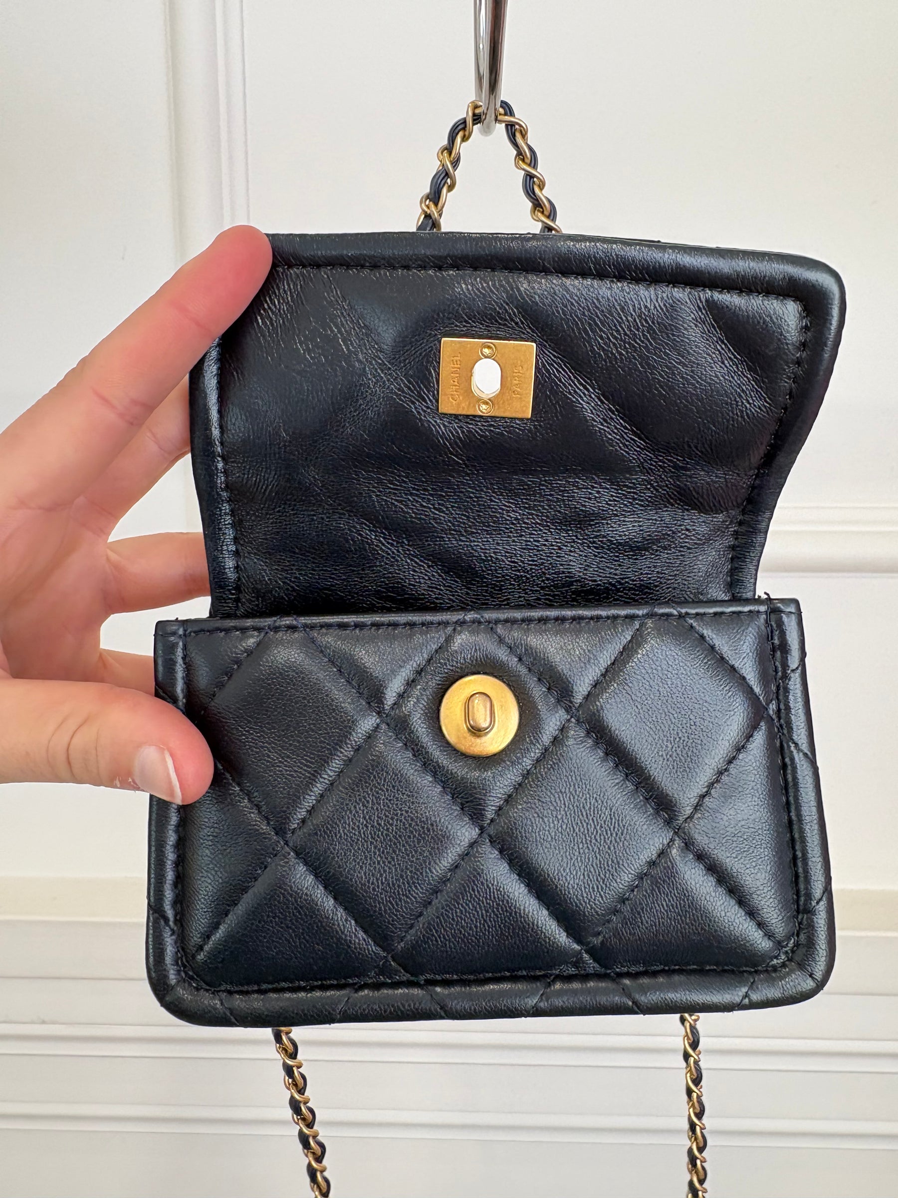Chanel Navy leather Mini Flap Bag in Lambskin