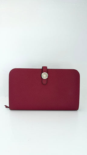 Hermès Burgundy Leather Dogon Wallet