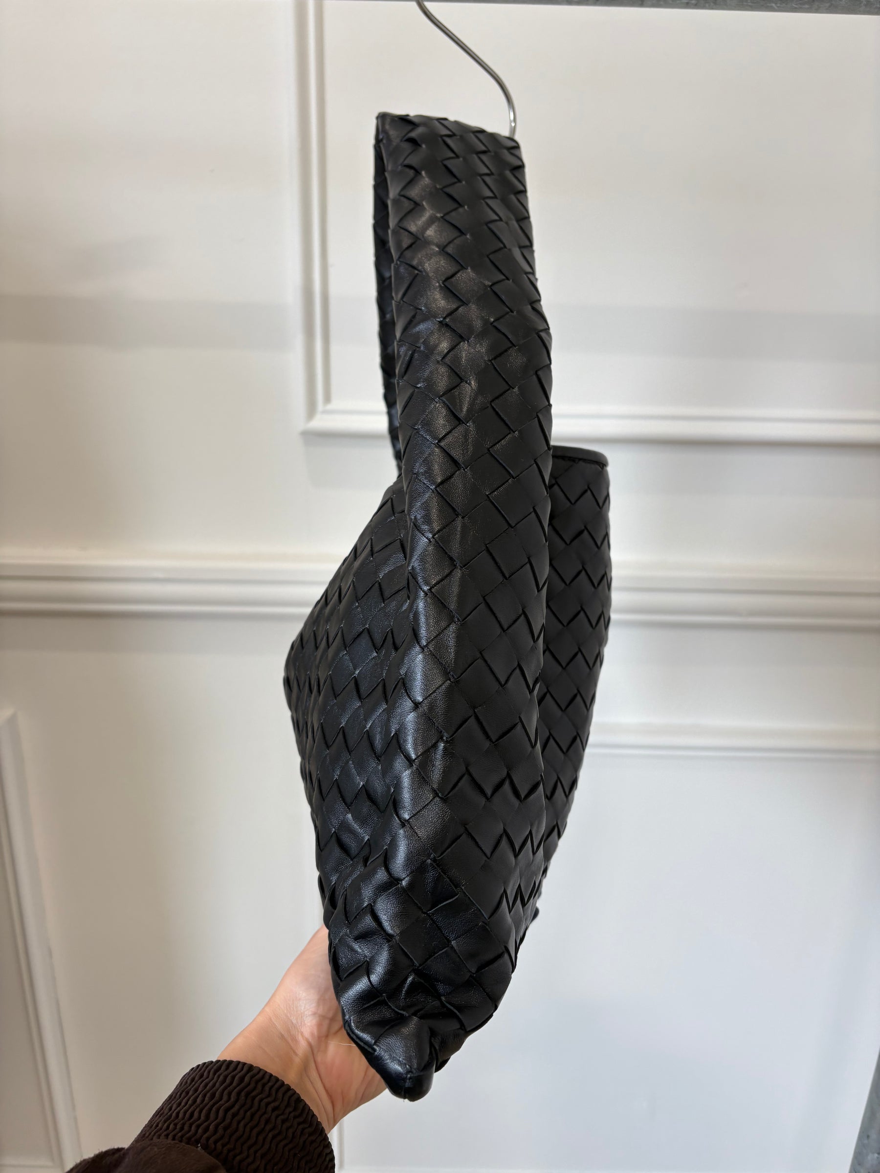 Bottega Veneta Black Intrecciato Leather Hop Shoulder Bag