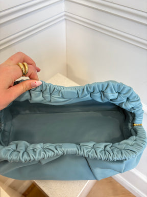 Mansur Gavriel Blue Leather Oversized Cloud Clutch