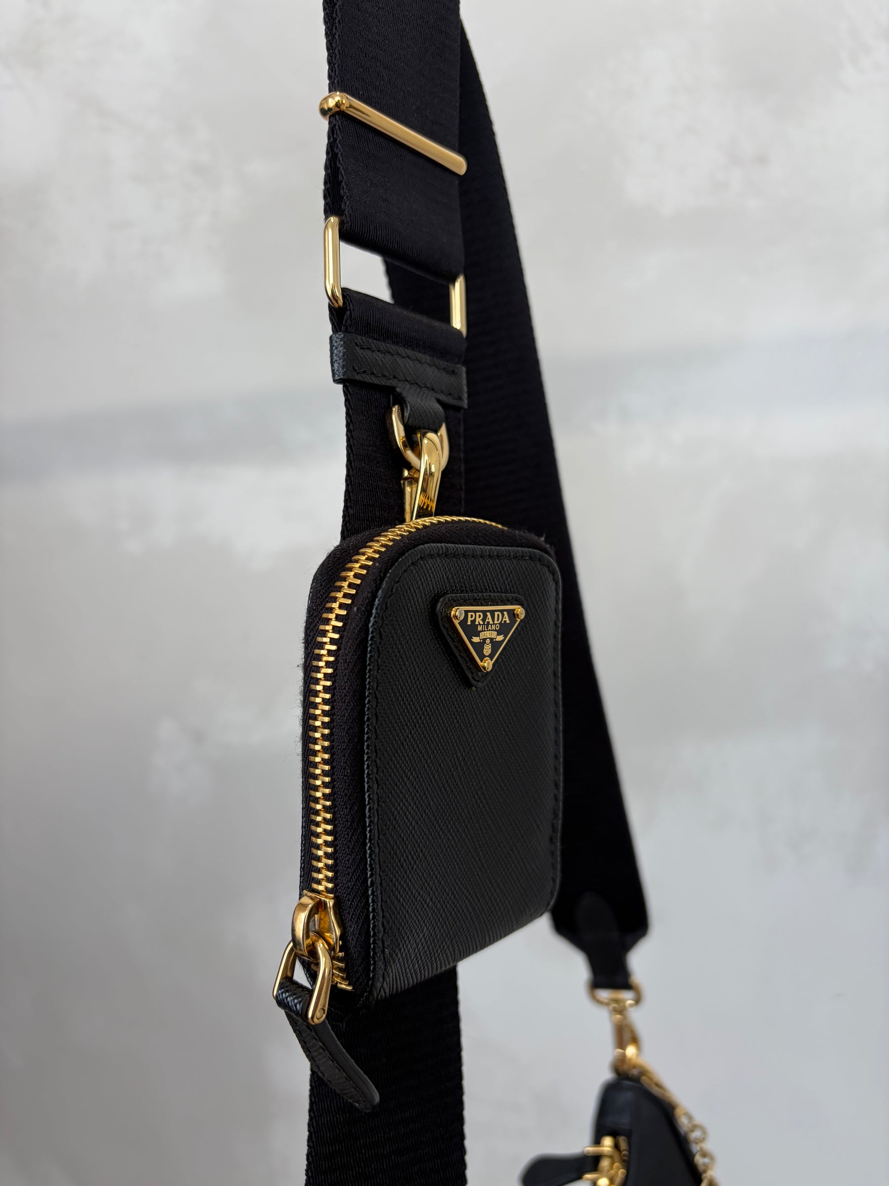 Prada Black Saffiano Leather Re-edition Crossbody Bag