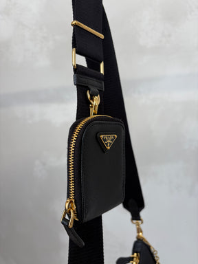 Prada Black Saffiano Leather Re-edition Crossbody Bag