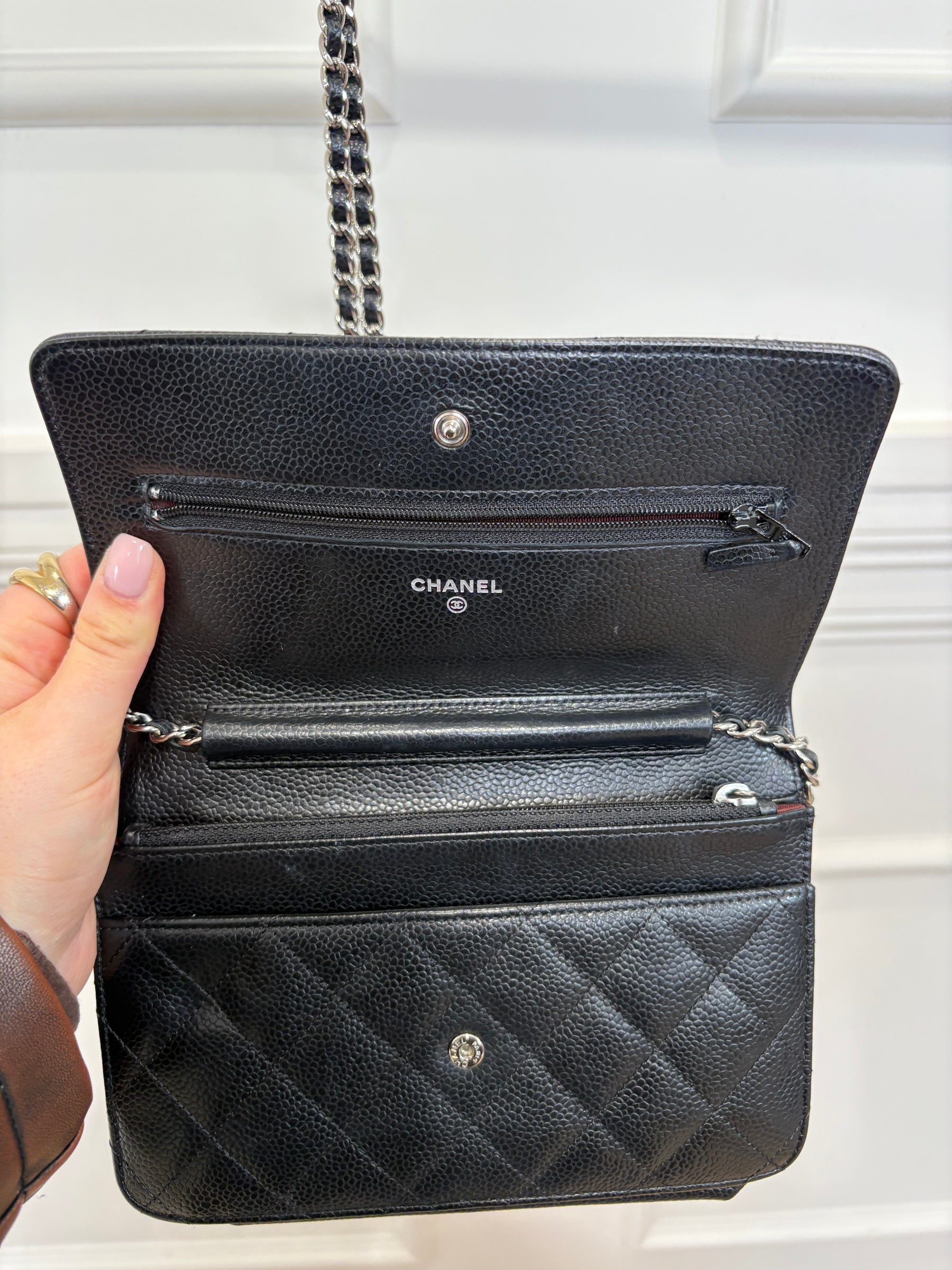 Chanel Black Caviar Leather WOC with Silver Hardware