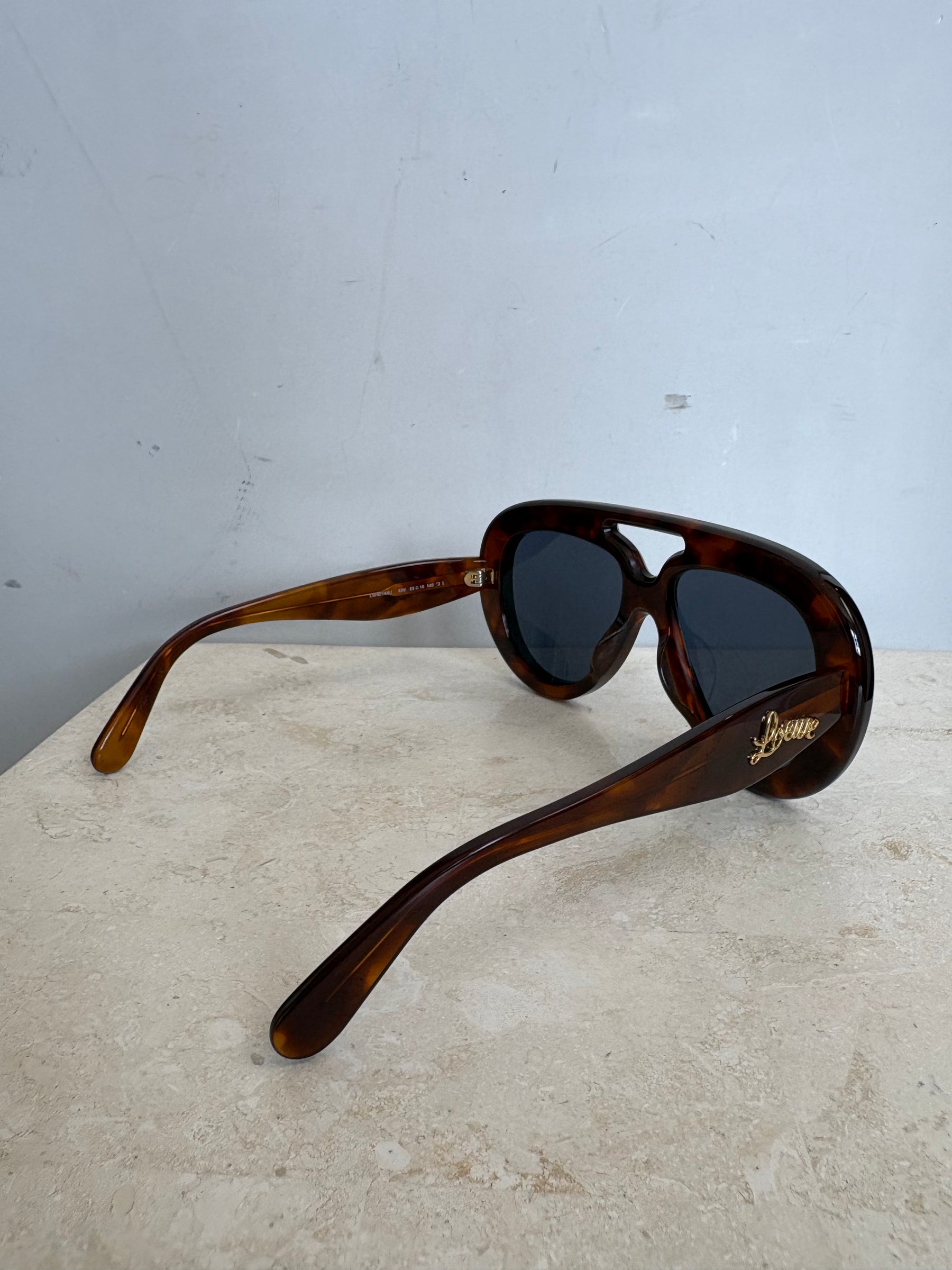 Loewe Brown Tortoiseshell Oversized Aviator Sunglasses