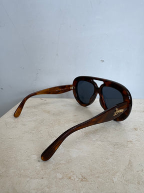 Loewe Brown Tortoiseshell Oversized Aviator Sunglasses