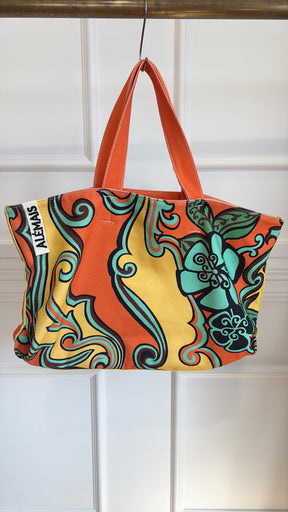 Alémais Orange Yellow and Green Floral Canvas Tote
