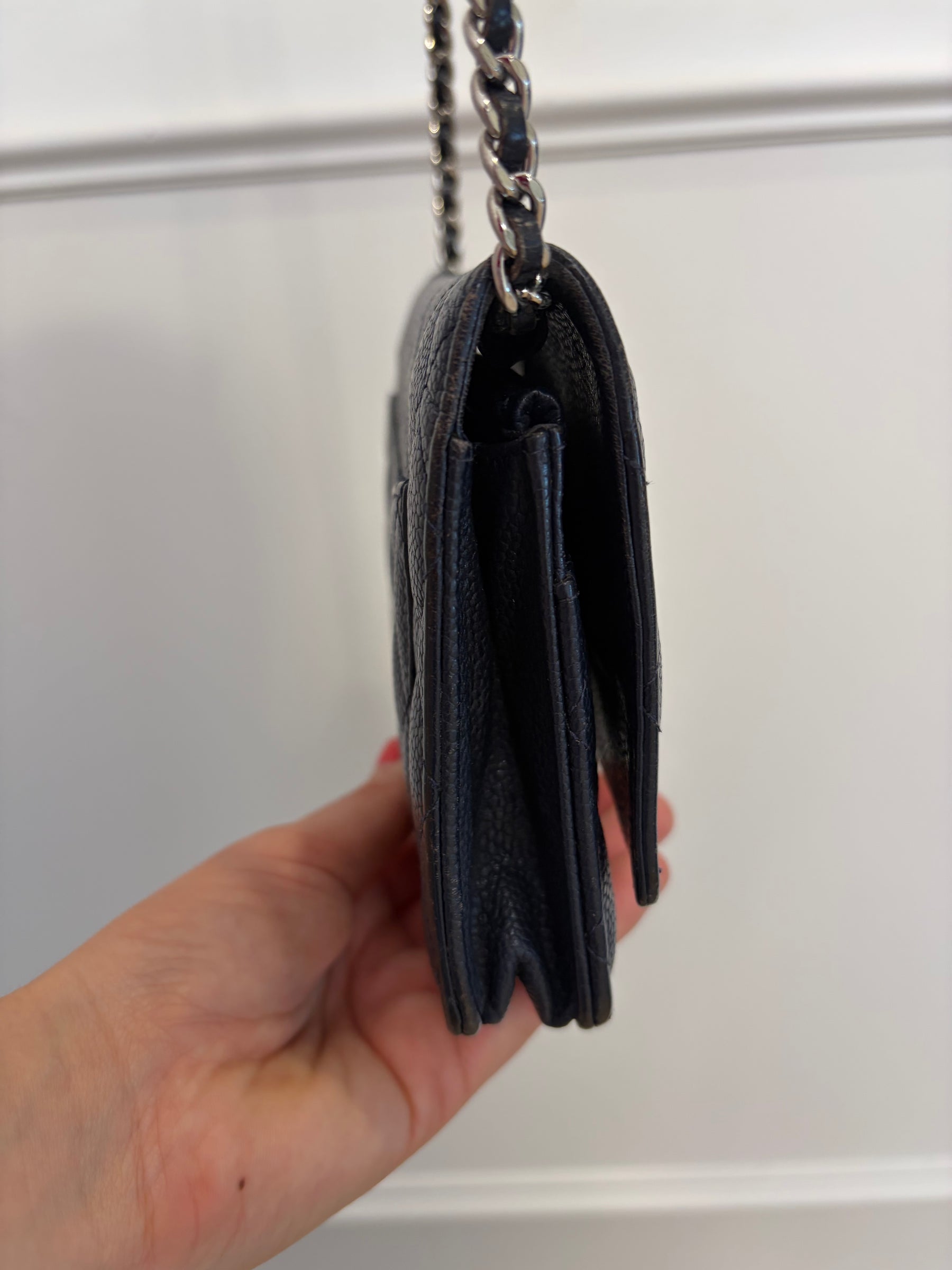 Chanel Navy Caviar Leather Wallet on Chain
