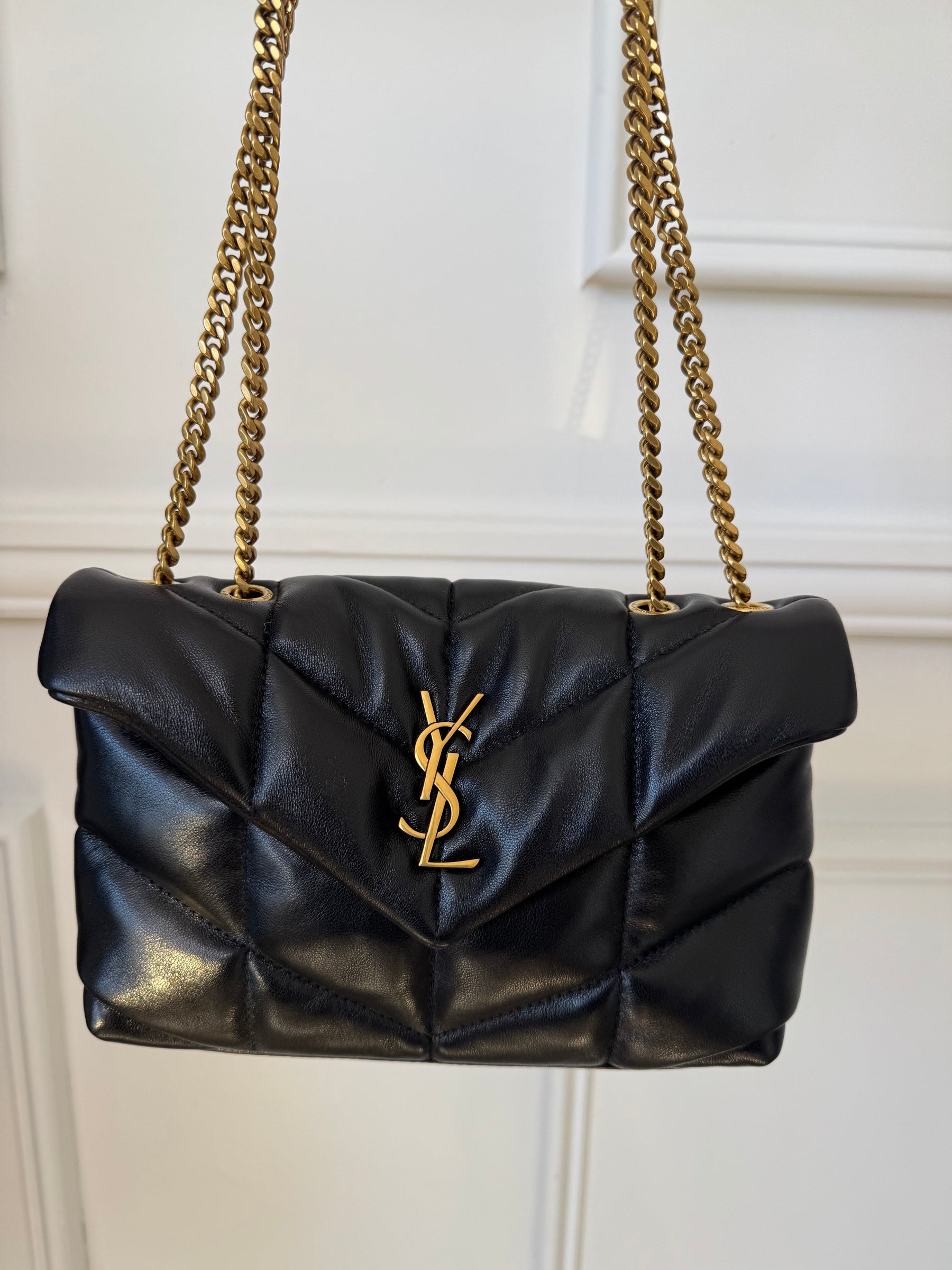 Saint Laurent Black Leather Mini Puffer Shoulder Bag