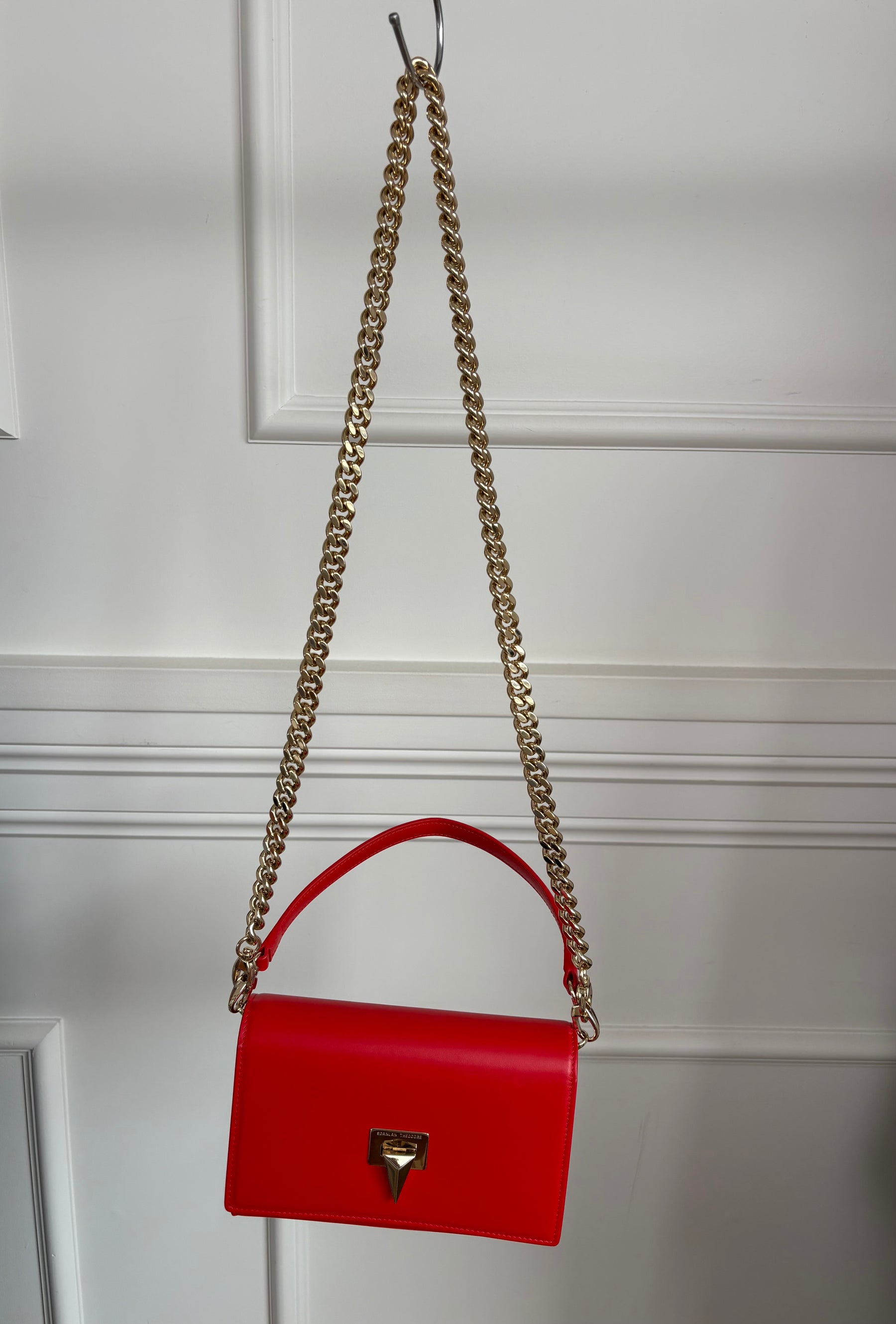 Scanlan Theodore Red Leather Chain Crossbody Bag
