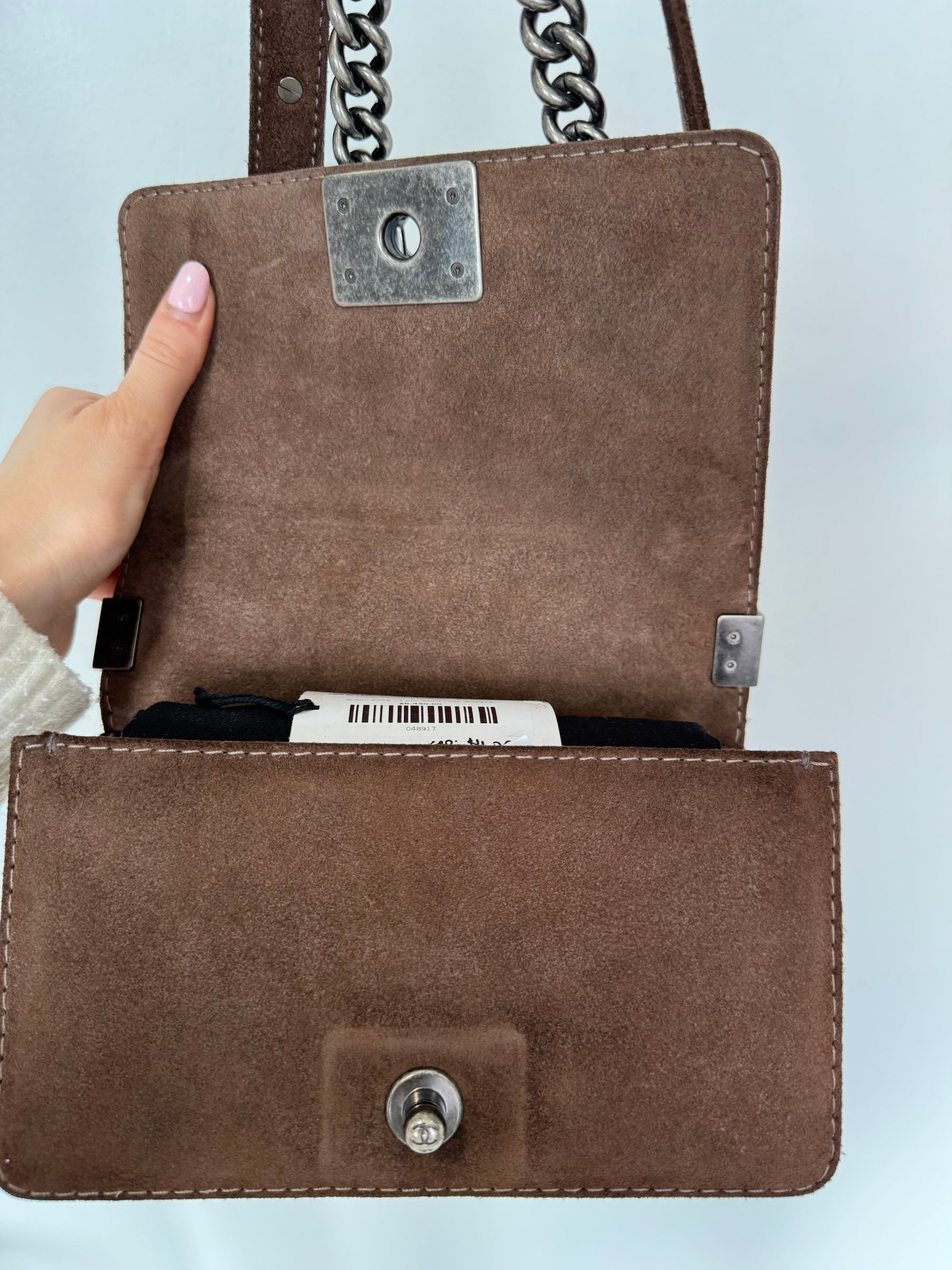 Chanel Chocolate Suede Small Boy Bag