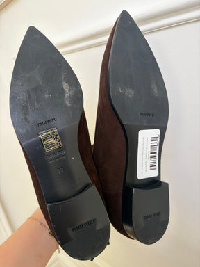 Miu Miu Brown Suede Pointed Ankle Boots, 37