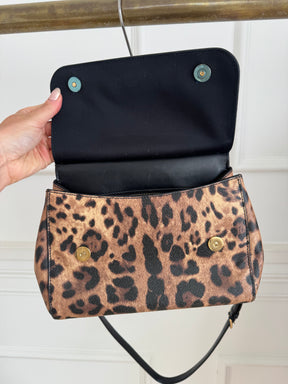 Dolce & Gabbana Leopard Print Coated Sicily Bag