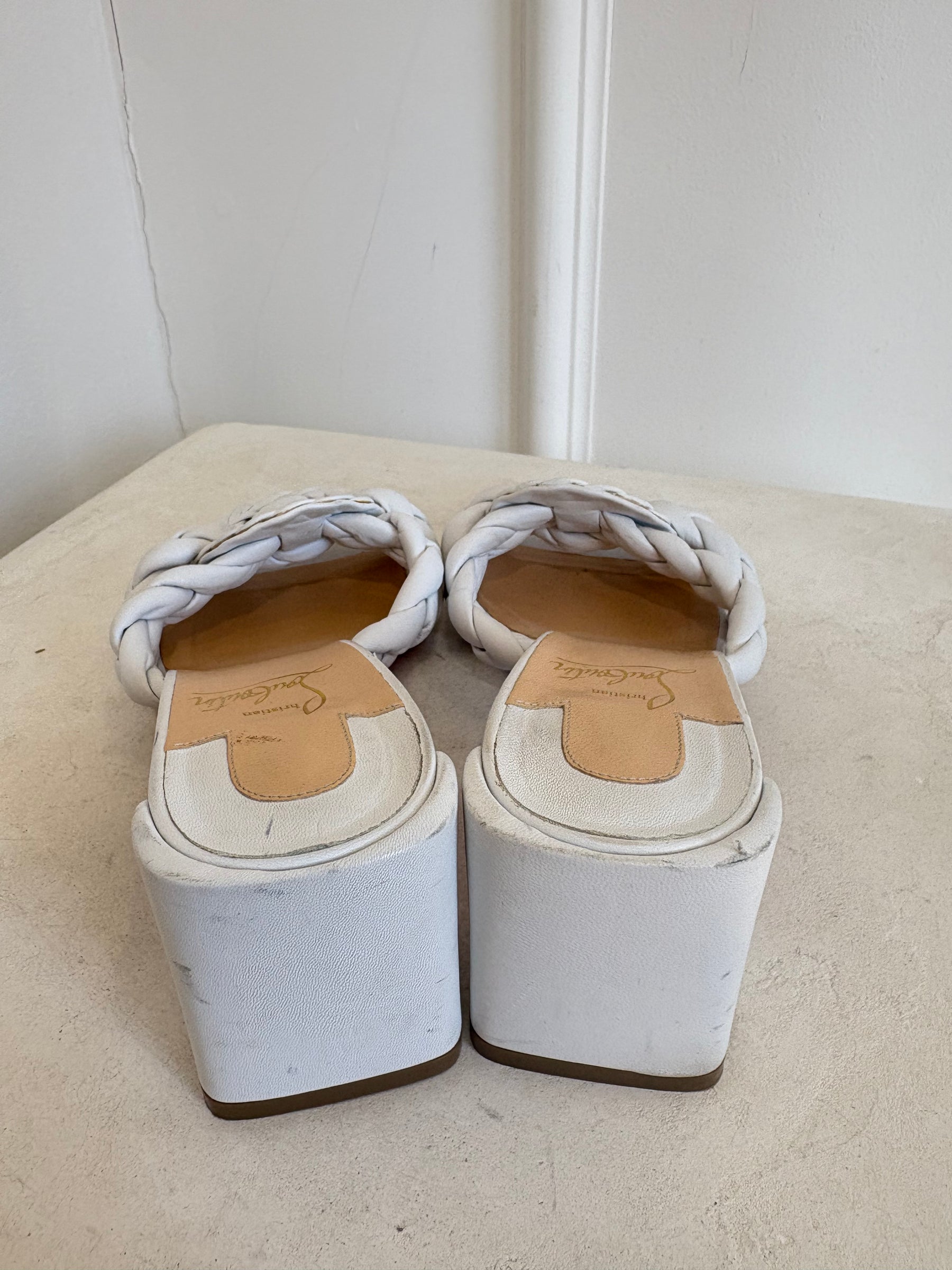 Christian Louboutin White Leather Plaited Heeled Mules, 38