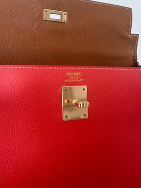 Hermès Candy Kelly Retourne 35 in Rose Jaipur Epsom Leather with Gold Leather Interior and Permabrass Hardware