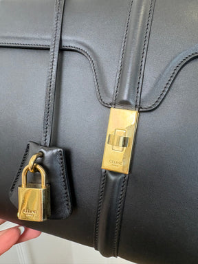 Celine Black Leather Medium Classique 16 Bag
