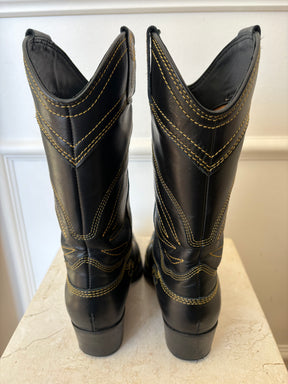 GANNI Embroidered Cowboy Boots Black, 36