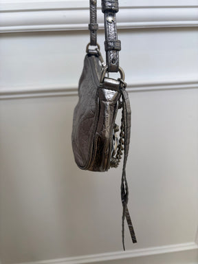 Balenciaga Metalic silver Pochette Crinkled Lambskin