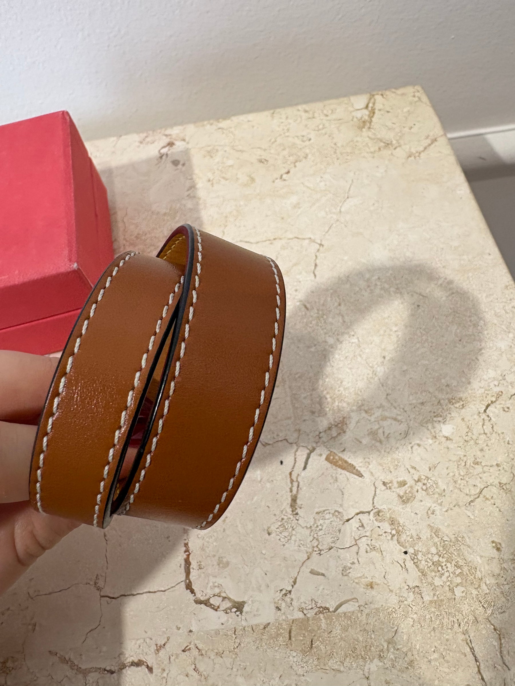 Loewe Tan Leather Wrap Bracelet