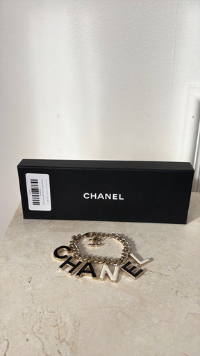 Chanel Silver C H A N E L Charm Bracelet