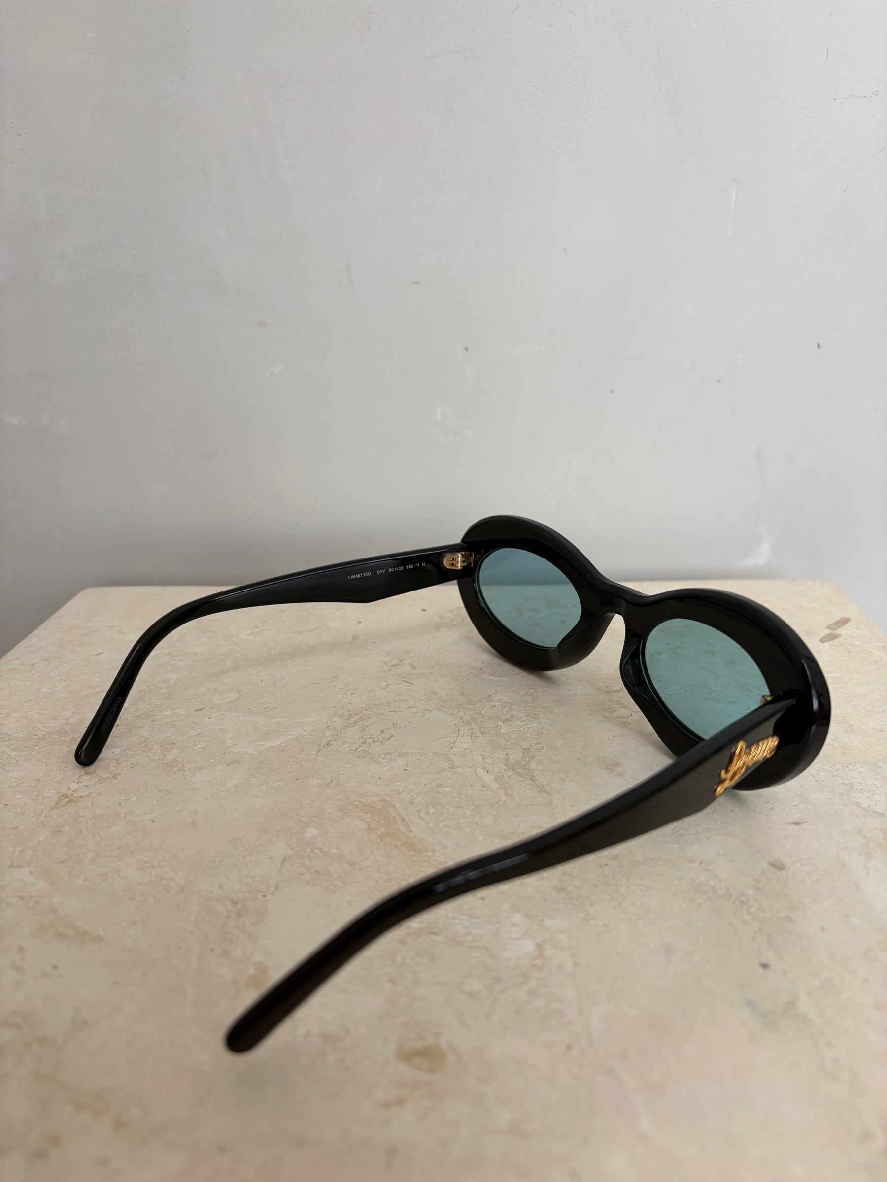 Loewe Black Oval Logo Arm Sunglasses