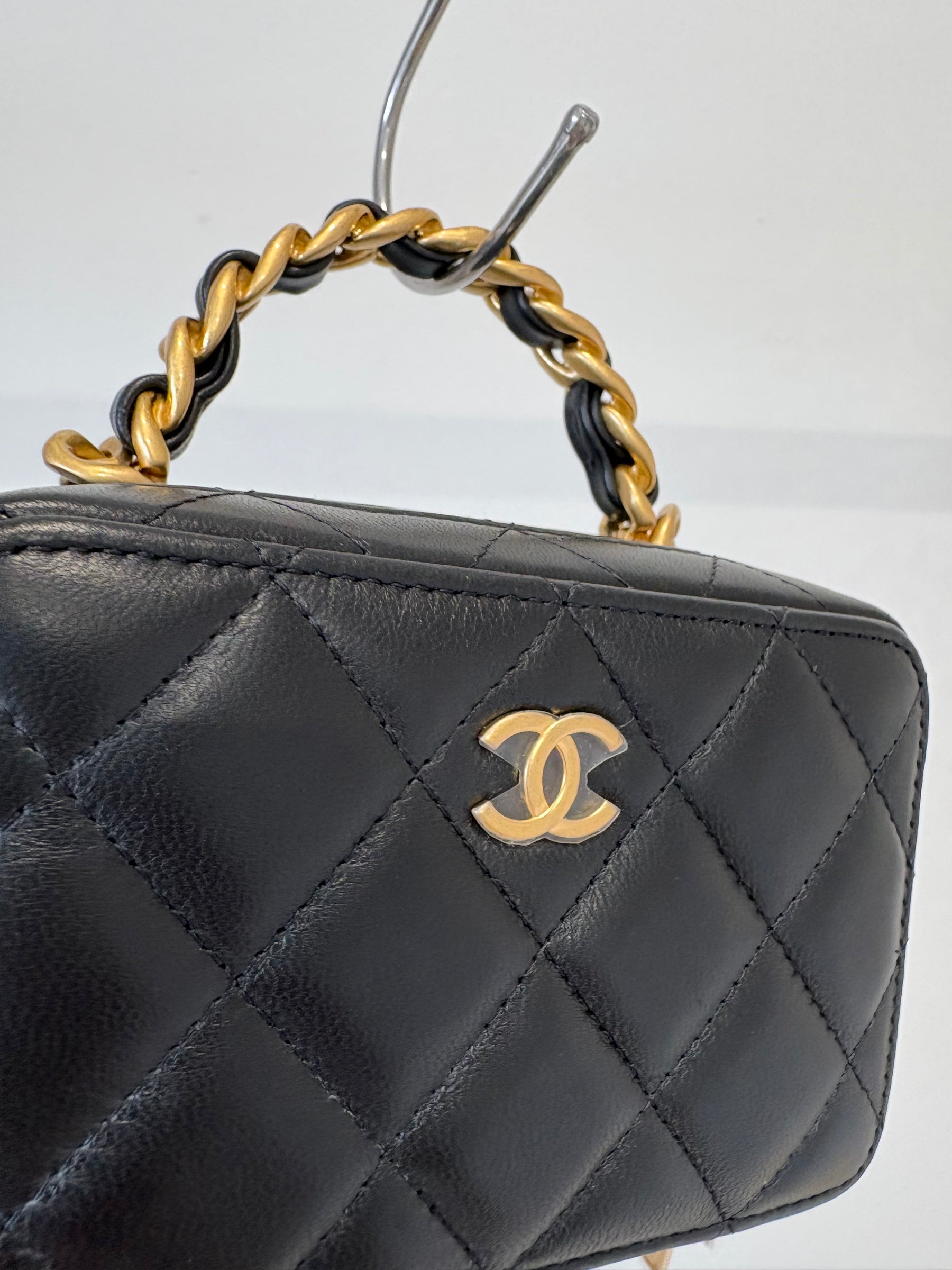 Chanel Black Lambskin Mini Top Handle Vanity Case