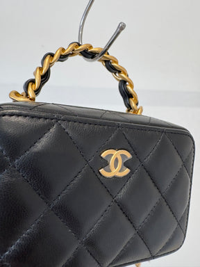 Chanel Black Lambskin Mini Top Handle Vanity Case