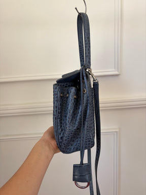 Balenciaga Denim Blue Croc Embossed Small Rodeo Bag