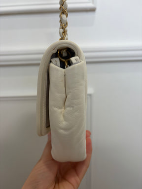 Chanel White Puffy Flap Shoulder Bag