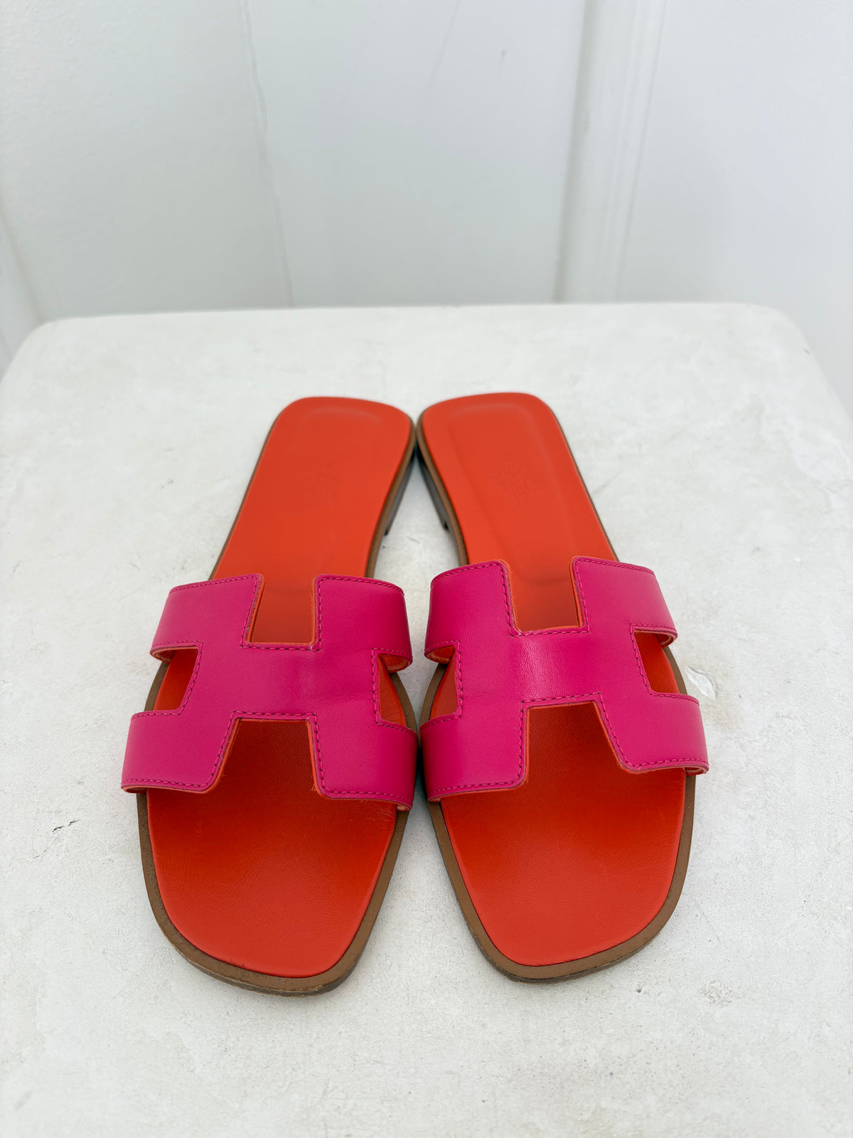 Hermès Oran Sandals Rose Flash Orange, 36