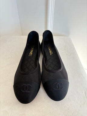 Chanel Black Mesh Ballet Flats, 39.5