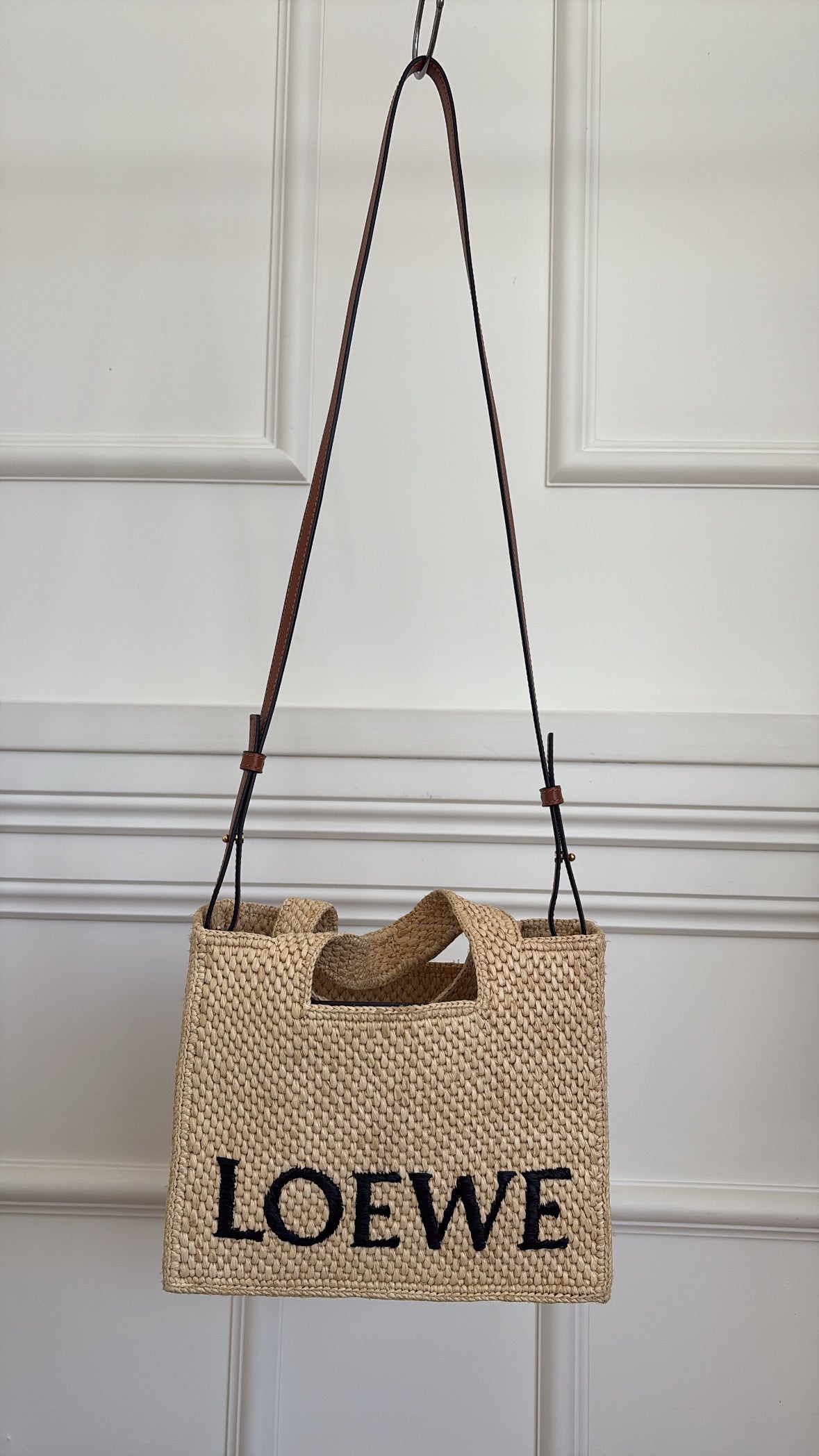 Loewe Raffia Logo Shopper Tote