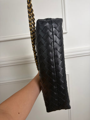 Bottega Veneta Black Intrecciato Leather 'Dustbag Notte' Bag