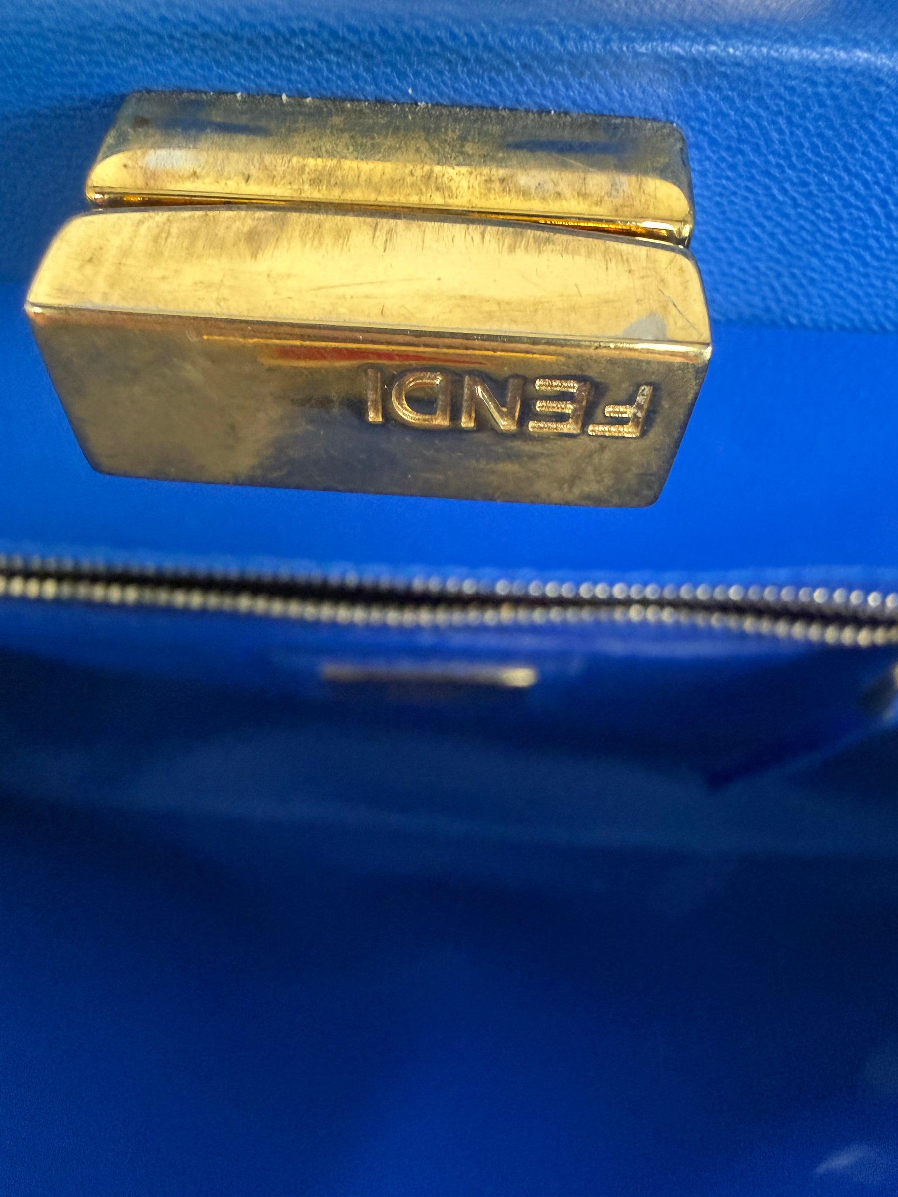Fendi Blue Leather Mini Peekaboo