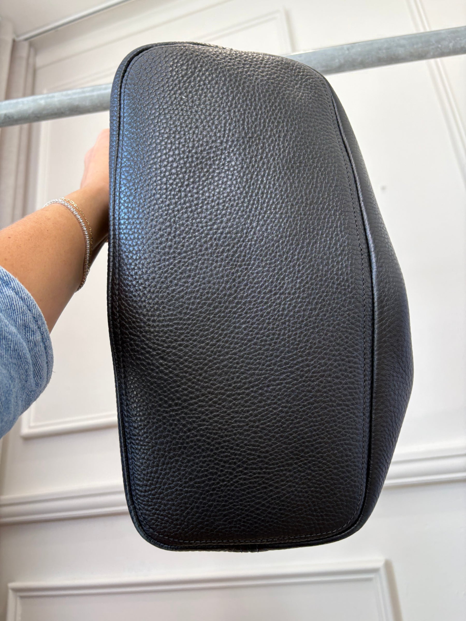 Prada Grained Leather Hobo Bag Black