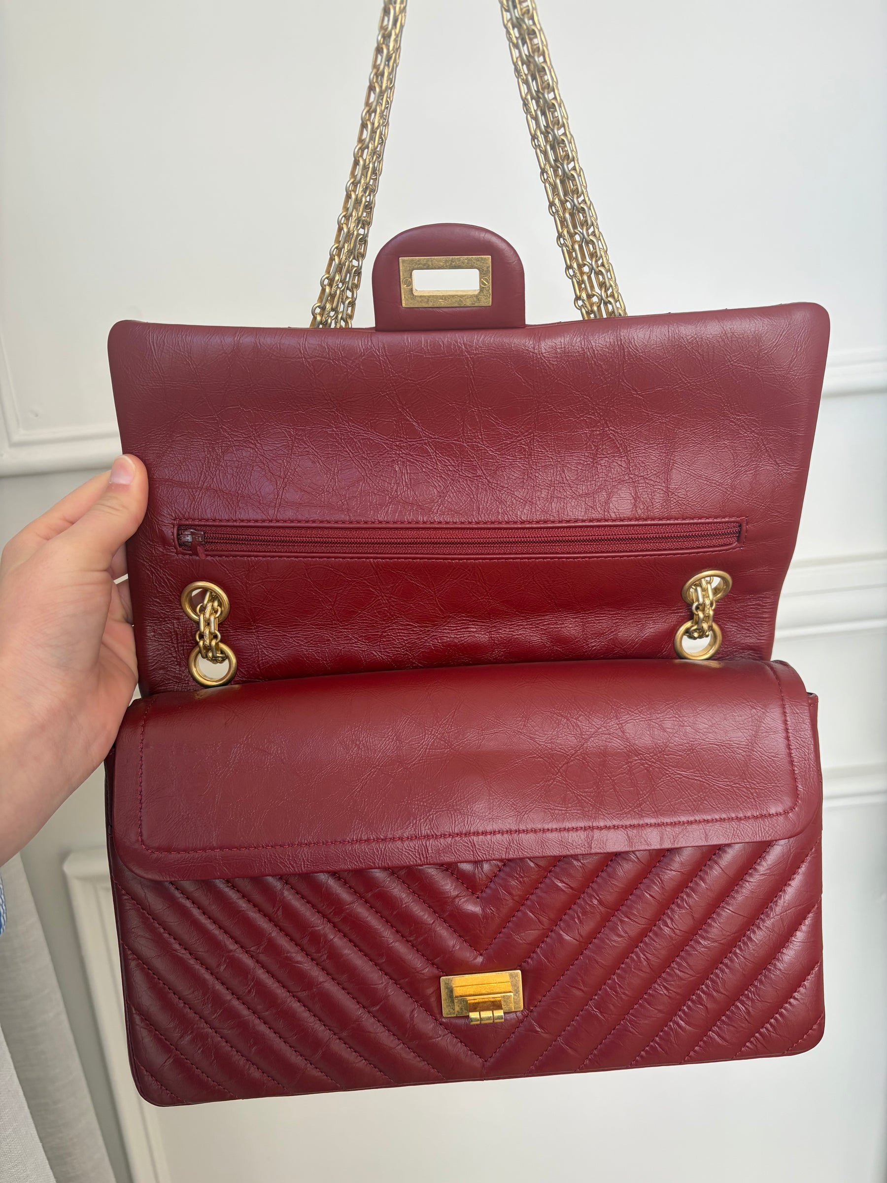 Chanel Maroon Quilted Leather 2.55 Reissue Medium Double Flap Bag